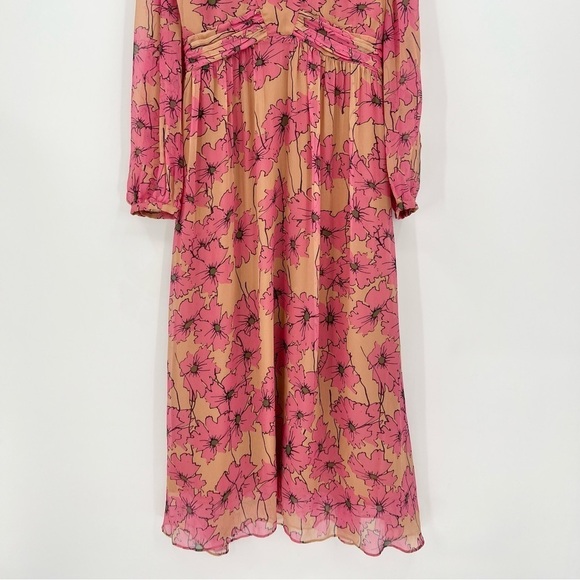Joie Kaz Silk Floral Midi Dress in Sandstorm Multi Floral Size XS - Picture 9 of 15